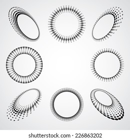 Set of four swirly halftone dots. Can be used like Logo Design