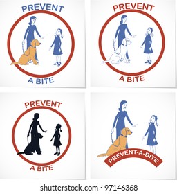 Set of four symbols for prevent a bite  action