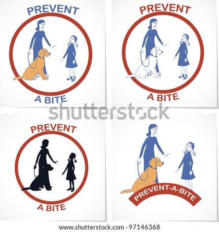 Set of four symbols for prevent a bite  action