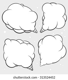 Set of four talking bubbles with white fill.