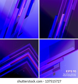 Set of four techno green abstract backgrounds