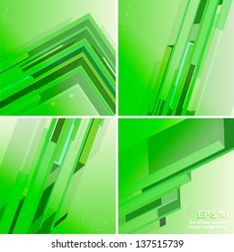 Set of four techno green abstract backgrounds