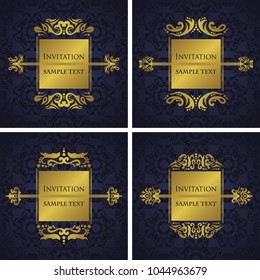 Set of four templates of vintage stylish card. Templates for decoration cards, invitation and other    