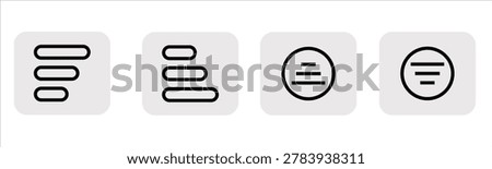 Set of four text alignment and paragraph formatting icons