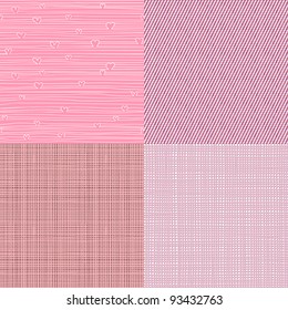 Set of four textile textures seamless patterns backgrounds with hand drawn fabrics. Can be used for wallpaper, pattern fills, web page background, surface textures.