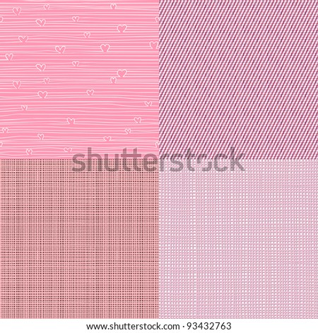 Set of four textile textures seamless patterns backgrounds with hand drawn fabrics. Can be used for wallpaper, pattern fills, web page background, surface textures.