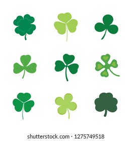 Set of Four and Three Leaf Clover, stock vector illustration