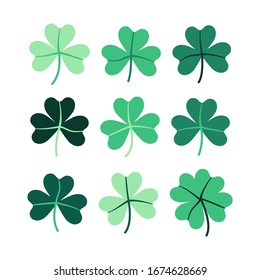 Set of Four and Three Leaf Clover. Vector Illustration.