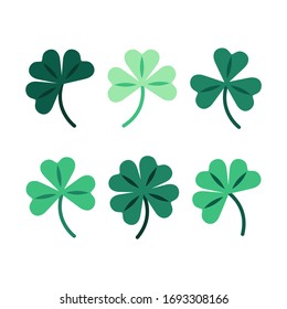 Set of Four and Three Leaf Clover. Vector Illustration.