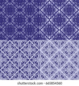 Set of four tile pattern with decorative floral ornament