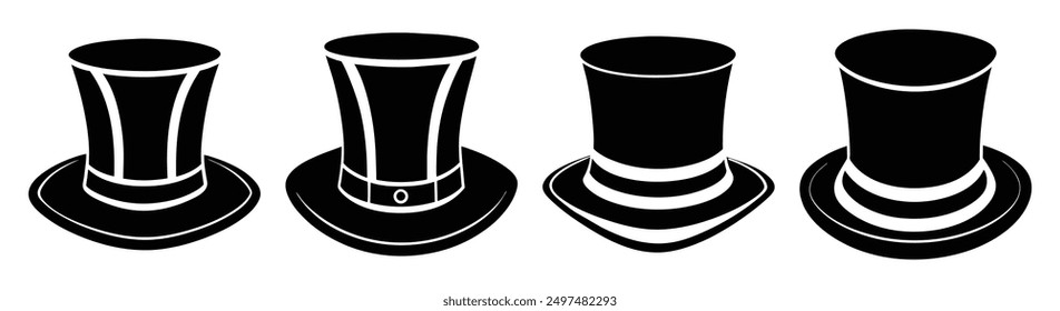 A Set of Four Top Hat Silhouettes