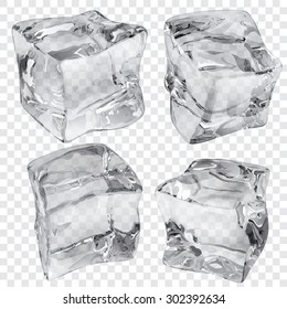 Set of four transparent ice cubes in gray colors - Shutterstock ID 302392634