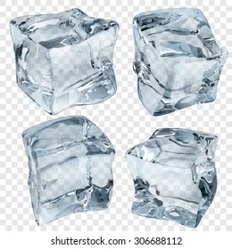 Set of four transparent ice cubes in light blue colors - Shutterstock ID 306688112