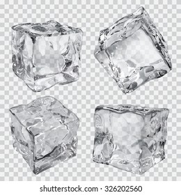 Set of four transparent ice cubes in gray colors - Shutterstock ID 326202560
