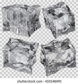 Set of four transparent ice cubes in gray colors. Transparency only in vector file - Shutterstock ID 410148490