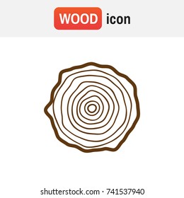 Set of four tree rings icons. concept of saw cut tree trunk