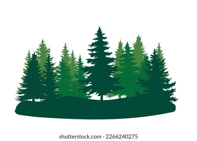 set of four trees. Isolated of trees on the white background. Vector EPS 10.