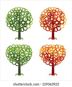 Set of four trees. Vector on white background