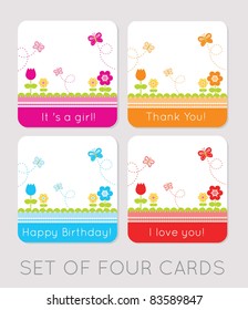 Set of four tulips cards