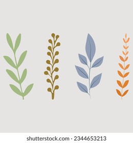 set of four types of greenery