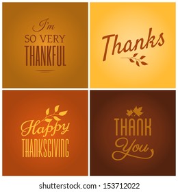 A set of four typographic design cards for Thanksgiving Day.