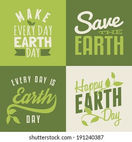 A set of four typographic design posters for Earth Day.