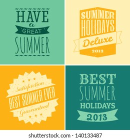 A set of four typographic designs for the summer season.