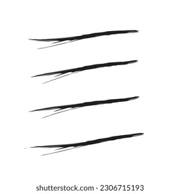 Set of four underlines isolated on white background