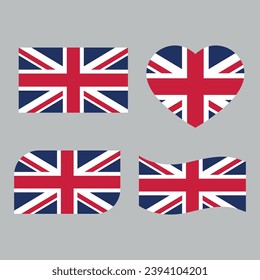 set of four united kingdom flags