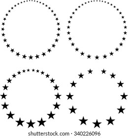 Set of four unusual vector round frames made from little different sized stars