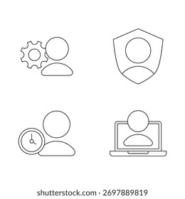 Set of four user profile icons for security and device.