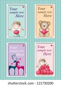 set of four valentine cards