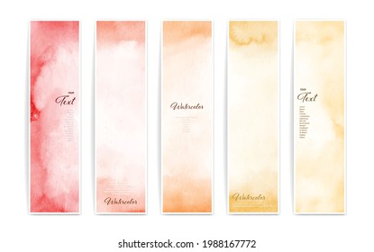 Set of four varicolored watercolor banners