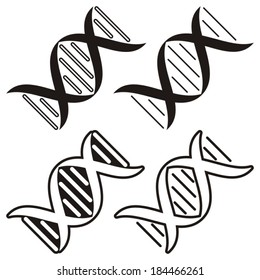 Set of four various black dna molecule icons