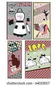 set of four various catering tags