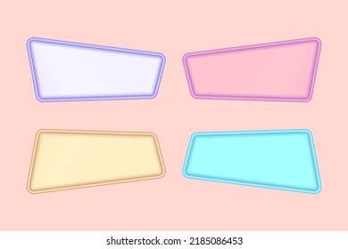 set of four vector 3d horizontal frame colorful blank text box banners for info graphic templates