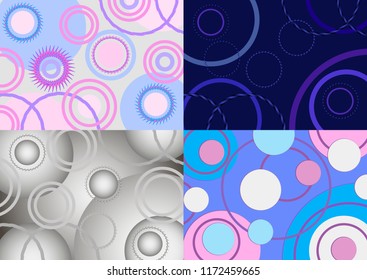 Set of four vector abstract blue background with circles