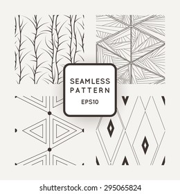 Set of four vector abstract seamless grunge patterns