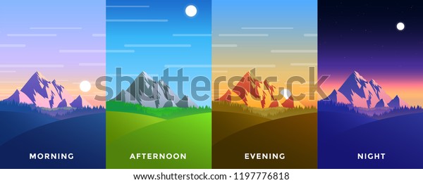 Set Four Vector Background Times Day Stock Vector (Royalty Free) 1197776818