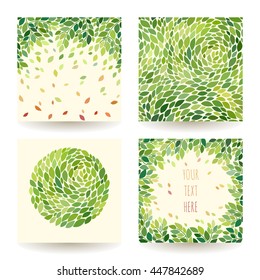 Set of four vector backgrounds with leaves and twigs. Floral patterns collection