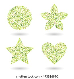 Set of four vector backgrounds with leaves. Floral patterns collection for your design