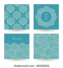 Set of four vector backgrounds made of aspen leaves. Floral patterns collection