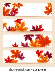 Set of four vector banners (468x120px) with autumn maple leaves.