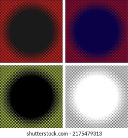 Set Of Four Vector Based Circle Halftone Designs