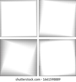 Set of four vector black square halftone frames for your logo or other design 