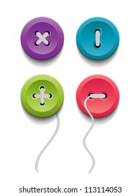 Set of four vector buttons with threads
