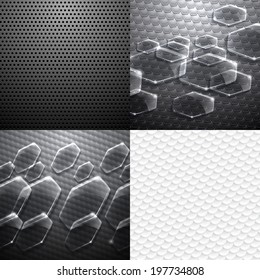 Set of four vector carbon metallic pattern