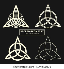 Set of four vector Celtic sacral symbols. Magic sign. Sacred geometry. Sacred symbol of Vikings. Ancient sacral sign of Celts. Alchemy; religion; philosophy; astrology and spirituality. Vector.