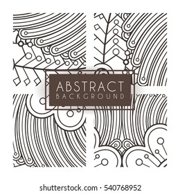 Set of four vector colorful intricate patterns. Doodle. Zentangle. Ornate ornaments.