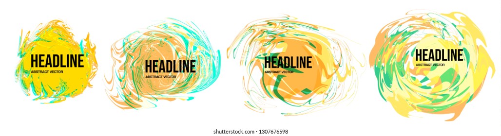 Set of four vector colorful splash in yellow color for headline or abstract background